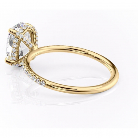 Inel de logodnă Estelle din aur Galben 14kt cu moissanite tăietură ovală – Montură pavé rafinată pentru profil înalt | Personalizează și configurează gratuit online [4]
