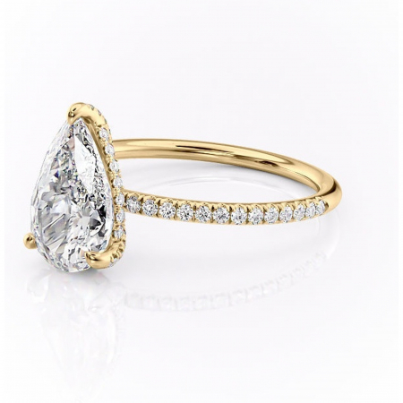 Inel de logodnă Estelle din aur Galben 14kt cu moissanite tăietură pară – Montură pavé rafinată pentru profil înalt | Personalizează și configurează gratuit online [6]