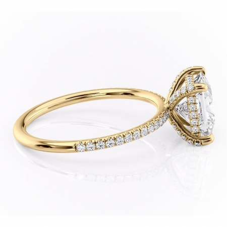 Inel de logodnă Estelle din aur Galben 14kt cu moissanite tăietură princess – Montură pavé rafinată pentru profil înalt | Personalizează și configurează gratuit online [1]