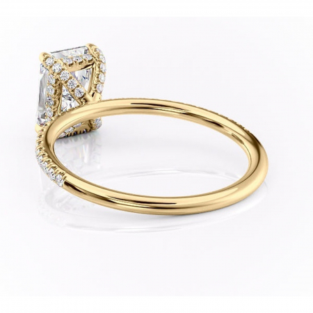 Inel de logodnă Estelle din aur Galben 18kt cu moissanite tăietură radiantă – Montură pavé rafinată pentru profil înalt | Personalizează și configurează gratuit online [3]