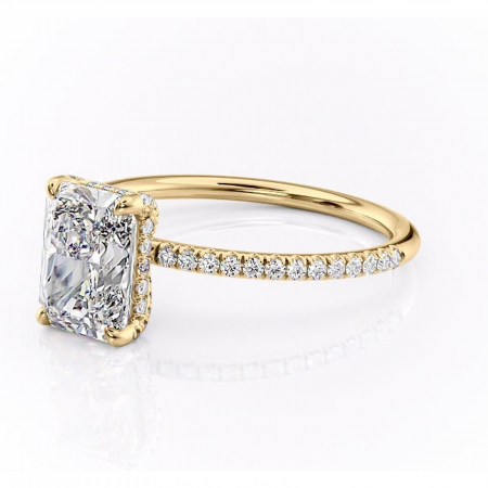 Inel de logodnă Estelle din aur Galben 18kt cu moissanite tăietură radiantă – Montură pavé rafinată pentru profil înalt | Personalizează și configurează gratuit online [6]