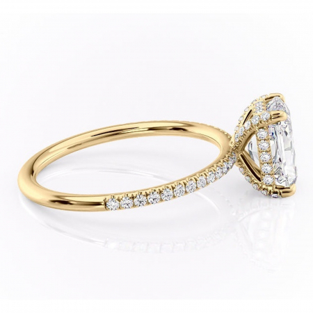 Inel de logodnă Estelle din aur Galben 18kt cu moissanite tăietură radiantă – Montură pavé rafinată pentru profil înalt | Personalizează și configurează gratuit online [1]