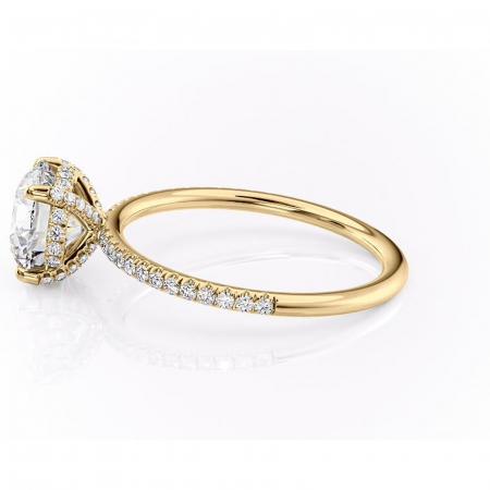 Inel de logodnă Estelle din aur Galben 14kt cu moissanite tăietură rotundă – Montură pavé rafinată pentru profil înalt | Personalizează și configurează gratuit online [5]