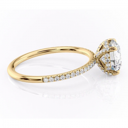 Inel de logodnă Estelle din aur Galben 14kt cu moissanite tăietură rotundă – Montură pavé rafinată pentru profil înalt | Personalizează și configurează gratuit online [1]