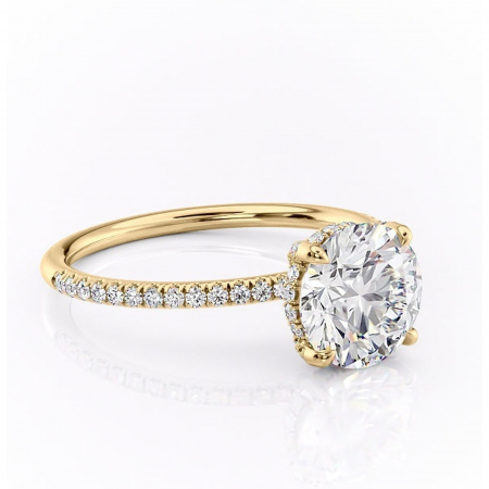 Aur galben - Inel de logodnă Estelle din aur Galben 14kt cu moissanite tăietură rotundă – Montură pavé rafinată pentru profil înalt | Personalizează și configurează gratuit online