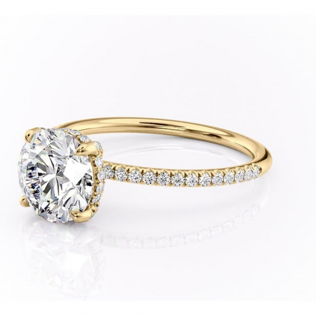 Inel de logodnă Estelle din aur Galben 14kt cu moissanite tăietură rotundă – Montură pavé rafinată pentru profil înalt | Personalizează și configurează gratuit online [6]