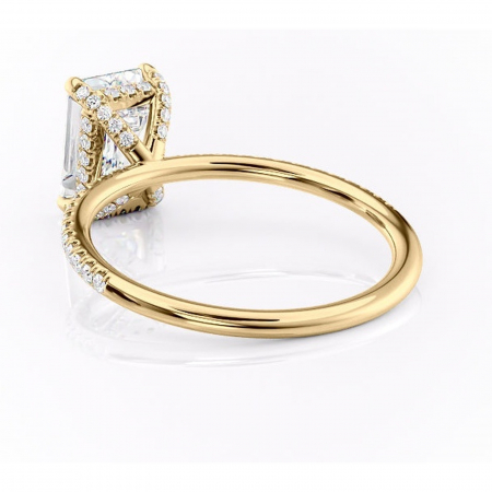 Inel de logodnă Estelle din aur Galben 14kt cu moissanite tăietură smarald – Montură pavé rafinată pentru profil înalt | Personalizează și configurează gratuit online [3]