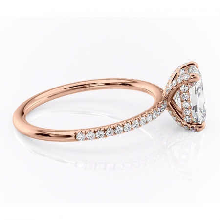 Inel de logodnă Estelle din aur Rose 14kt cu moissanite tăietură pernă – Montură pavé rafinată pentru profil înalt | Personalizează și configurează gratuit online [1]