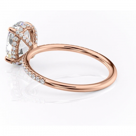 Inel de logodnă Estelle din aur Rose 18kt cu moissanite tăietură ovală – Montură pavé rafinată pentru profil înalt | Personalizează și configurează gratuit online [4]