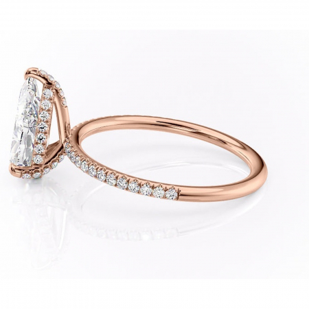 Inel de logodnă Estelle din aur Rose 18kt cu moissanite tăietură pară – Montură pavé rafinată pentru profil înalt | Personalizează și configurează gratuit online [5]