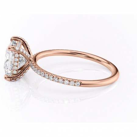 Inel de logodnă Estelle din aur Rose 14kt cu moissanite tăietură princess – Montură pavé rafinată pentru profil înalt | Personalizează și configurează gratuit online [5]