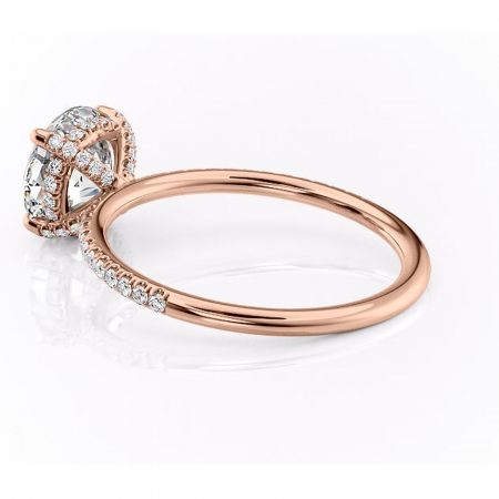 Inel de logodnă Estelle din aur Rose 14kt cu moissanite tăietură rotundă – Montură pavé rafinată pentru profil înalt | Personalizează și configurează gratuit online [4]