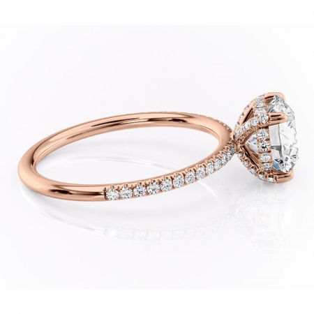 Inel de logodnă Estelle din aur Rose 14kt cu moissanite tăietură rotundă – Montură pavé rafinată pentru profil înalt | Personalizează și configurează gratuit online [1]