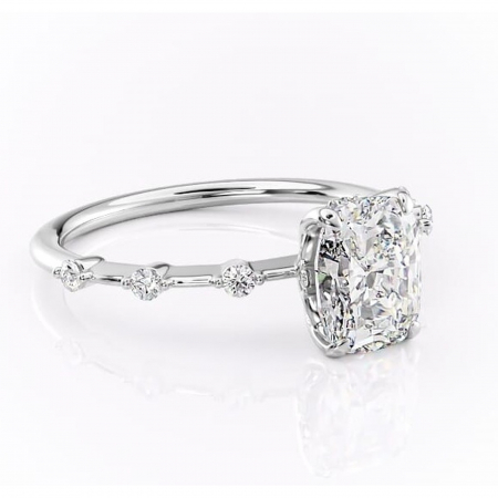 Pernă alungită - Inel de logodnă Evelina din aur Alb 14kt cu moissanite tăietură asscher – Solitar rafinată pentru profil mediu | Personalizează și configurează gratuit online