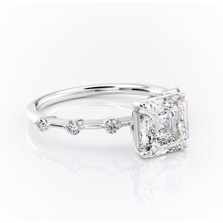 Asscher - Inel de logodnă Evelina din aur Alb 14kt cu moissanite tăietură asscher – Solitar rafinată pentru profil mediu | Personalizează și configurează gratuit online