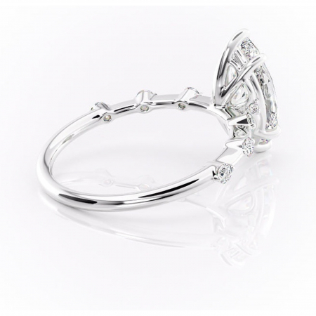 Inel de logodnă Evelina din aur Alb 14kt cu moissanite tăietură marquise – Solitar rafinată pentru profil mediu | Personalizează și configurează gratuit online [2]