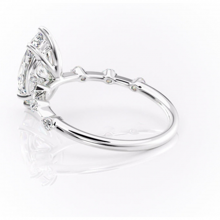 Inel de logodnă Evelina din aur Alb 14kt cu moissanite tăietură marquise – Solitar rafinată pentru profil mediu | Personalizează și configurează gratuit online [4]