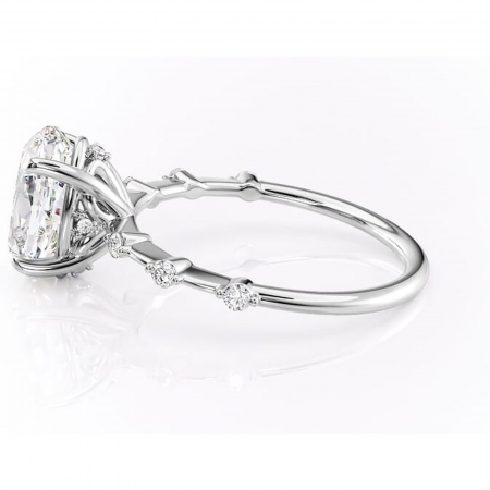 Inel de logodnă Evelina din aur Alb 14kt cu moissanite tăietură ovală – Solitar rafinată pentru profil mediu | Personalizează și configurează gratuit online [5]