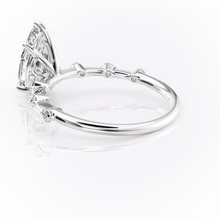 Inel de logodnă Evelina din aur Alb 14kt cu moissanite tăietură pară – Solitar rafinată pentru profil mediu | Personalizează și configurează gratuit online [4]