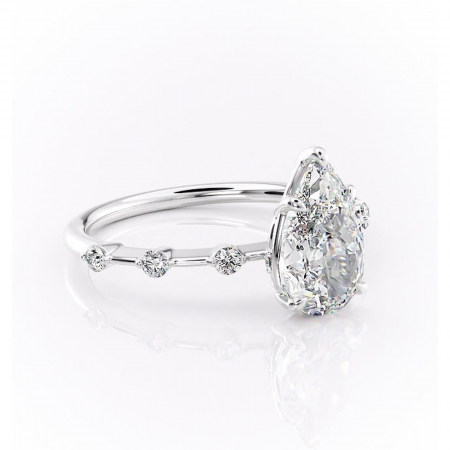 Pară - Inel de logodnă Evelina din aur Alb 14kt cu moissanite tăietură pară – Solitar rafinată pentru profil mediu | Personalizează și configurează gratuit online