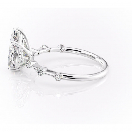 Inel de logodnă Evelina din aur Alb 14kt cu moissanite tăietură pară – Solitar rafinată pentru profil mediu | Personalizează și configurează gratuit online [5]