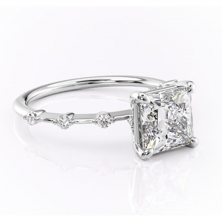 Princess - Inel de logodnă Evelina din aur Alb 14kt cu moissanite tăietură princess – Solitar rafinată pentru profil mediu | Personalizează și configurează gratuit online