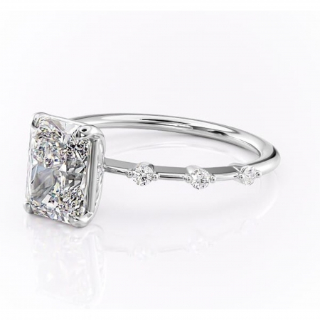 Inel de logodnă Evelina din aur Alb 14kt cu moissanite tăietură radiantă – Solitar rafinată pentru profil mediu | Personalizează și configurează gratuit online [6]