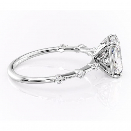 Inel de logodnă Evelina din aur Alb 14kt cu moissanite tăietură radiantă – Solitar rafinată pentru profil mediu | Personalizează și configurează gratuit online [1]