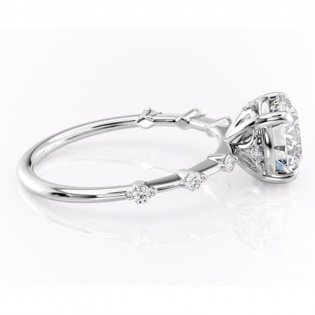 Inel de logodnă Evelina din aur Alb 14kt cu moissanite tăietură rotundă – Solitar rafinată pentru profil mediu | Personalizează și configurează gratuit online [1]