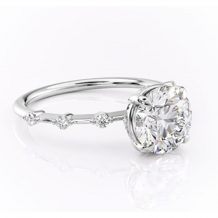 Solitaire - Inel de logodnă Evelina din aur Alb 14kt cu moissanite tăietură rotundă – Solitar rafinată pentru profil mediu | Personalizează și configurează gratuit online