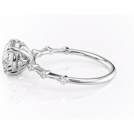 Inel de logodnă Evelina din aur Alb 14kt cu moissanite tăietură rotundă – Solitar rafinată pentru profil mediu | Personalizează și configurează gratuit online [5]