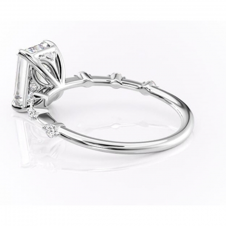 Inel de logodnă Evelina din aur Alb 14kt cu moissanite tăietură smarald – Solitar rafinată pentru profil mediu | Personalizează și configurează gratuit online [4]