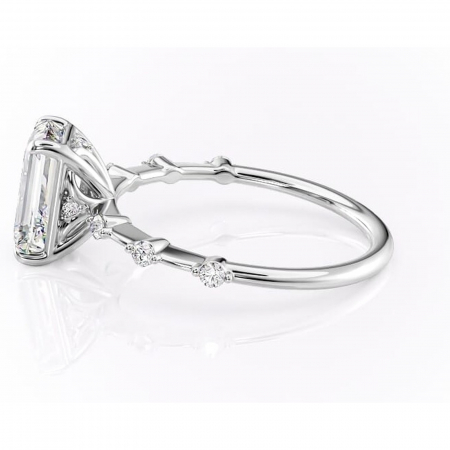 Inel de logodnă Evelina din aur Alb 14kt cu moissanite tăietură smarald – Solitar rafinată pentru profil mediu | Personalizează și configurează gratuit online [5]