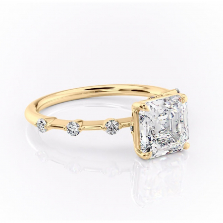 Asscher - Inel de logodnă Evelina din aur Galben 18kt cu moissanite tăietură asscher – Solitar rafinată pentru profil mediu | Personalizează și configurează gratuit online
