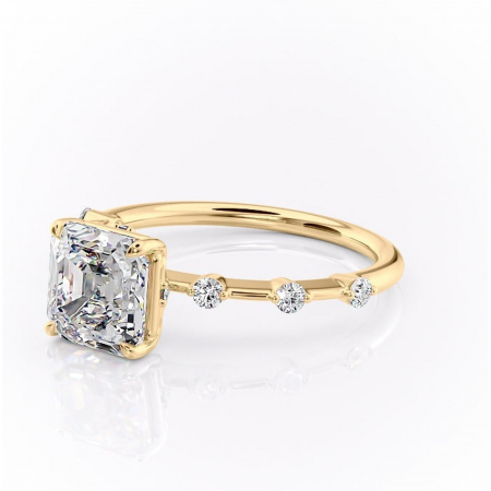Inel de logodnă Evelina din aur Galben 14kt cu moissanite tăietură asscher – Solitar rafinată pentru profil mediu | Personalizează și configurează gratuit online [6]