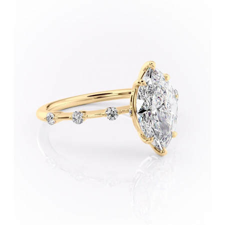 Marquise - Inel de logodnă Evelina din aur Galben 18kt cu moissanite tăietură marquise – Solitar rafinată pentru profil mediu | Personalizează și configurează gratuit online