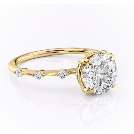 Aur galben - Inel de logodnă Evelina din aur Galben 14kt cu moissanite tăietură rotundă – Solitar rafinată pentru profil mediu | Personalizează și configurează gratuit online