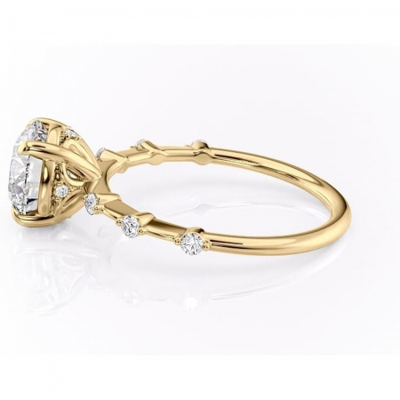 Inel de logodnă Evelina din aur Galben 14kt cu moissanite tăietură rotundă – Solitar rafinată pentru profil mediu | Personalizează și configurează gratuit online [5]