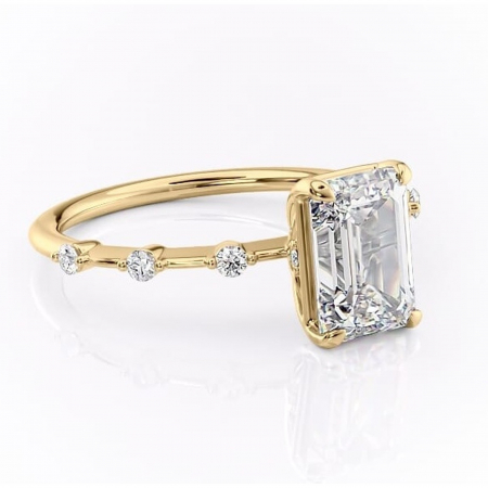 14K - Inel de logodnă Evelina din aur Galben 14kt cu moissanite tăietură smarald – Solitar rafinată pentru profil mediu | Personalizează și configurează gratuit online