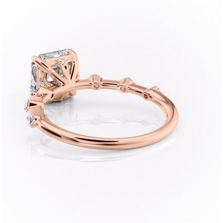 Inel de logodnă Evelina din aur Rose 18kt cu moissanite tăietură asscher – Solitar rafinată pentru profil mediu | Personalizează și configurează gratuit online [3]