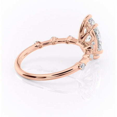 Inel de logodnă Evelina din aur Rose 14kt cu moissanite tăietură marquise – Solitar rafinată pentru profil mediu | Personalizează și configurează gratuit online [2]