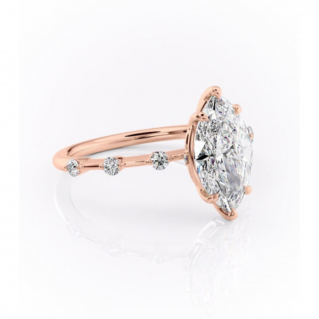 Inele de Logodnă - Inel de logodnă Evelina din aur Rose 18kt cu moissanite tăietură marquise – Solitar rafinată pentru profil mediu | Personalizează și configurează gratuit online