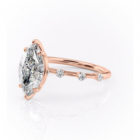 Inel de logodnă Evelina din aur Rose 14kt cu moissanite tăietură marquise – Solitar rafinată pentru profil mediu | Personalizează și configurează gratuit online [6]