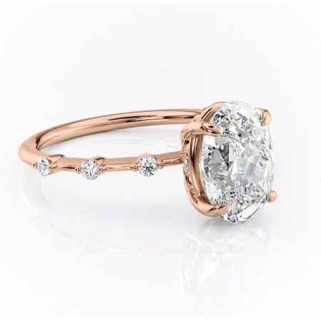 Inele de Logodnă - Inel de logodnă Evelina din aur Rose 18kt cu moissanite tăietură ovală – Solitar rafinată pentru profil mediu | Personalizează și configurează gratuit online