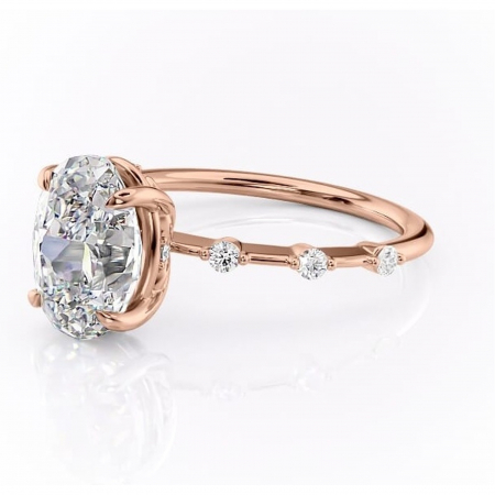 Inel de logodnă Evelina din aur Rose 14kt cu moissanite tăietură ovală – Solitar rafinată pentru profil mediu | Personalizează și configurează gratuit online [6]