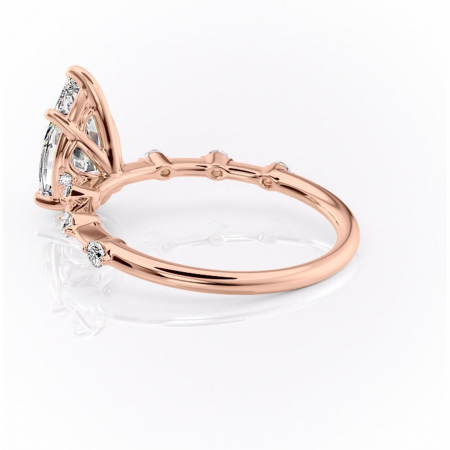 Inel de logodnă Evelina din aur Rose 14kt cu moissanite tăietură pară – Solitar rafinată pentru profil mediu | Personalizează și configurează gratuit online [4]