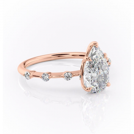 Inele de Logodnă - Inel de logodnă Evelina din aur Rose 18kt cu moissanite tăietură pară – Solitar rafinată pentru profil mediu | Personalizează și configurează gratuit online