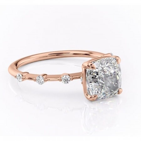 Inele de Logodnă - Inel de logodnă Evelina din aur Rose 18kt cu moissanite tăietură pernă – Solitar rafinată pentru profil mediu | Personalizează și configurează gratuit online