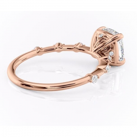 Inel de logodnă Evelina din aur Rose 14kt cu moissanite tăietură pernă – Solitar rafinată pentru profil mediu | Personalizează și configurează gratuit online [2]