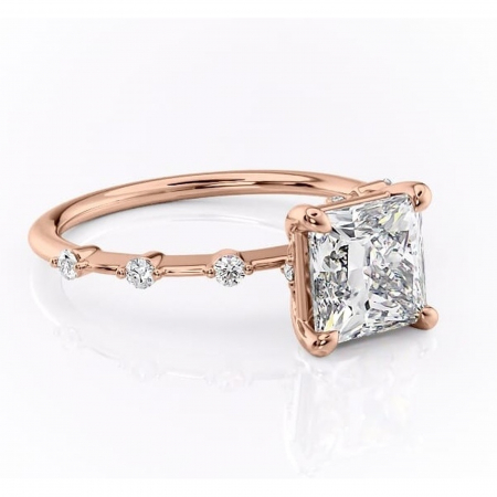 Princess - Inel de logodnă Evelina din aur Rose 18kt cu moissanite tăietură princess – Solitar rafinată pentru profil mediu | Personalizează și configurează gratuit online